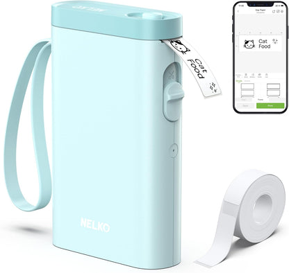 Nelko Label Maker Machine with Tape, P21 Bluetooth Label Printer, Wireless Mini Label Makers with Multiple Templates for School Office Home, White