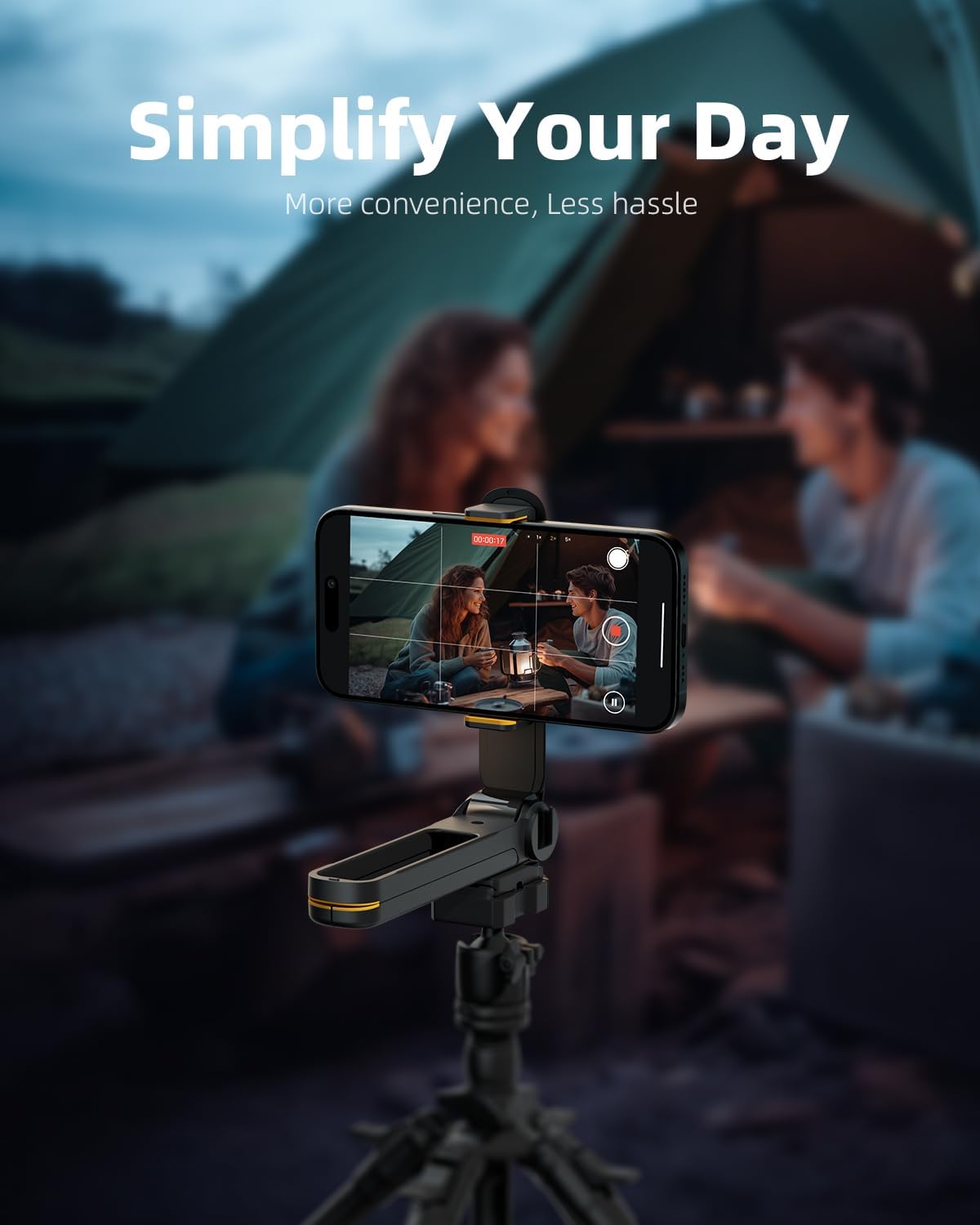 TODI Phone Tripod, Foldable Mini Desk Stand with 360° Phone Holder & Cold Shoe, Pocket Travel Tripod for iPhone, Portable Selfie Stick Handle Grip Compatible with iPhone/Android