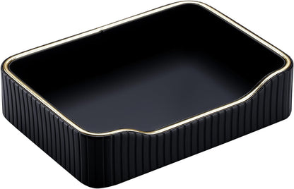 KINGFOM Prefume Tray, PU Leather Valet Tray Nightstand Organizer Perfume Trays for Men Women, Table Centerpieces Decorative Vanity Trays, Desk Organizer Tray for Key Jewelry Cosmetics (Black)