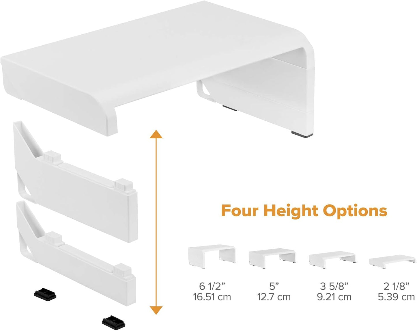 Bostitch Office Konnect Adjustable Monitor Stand Riser, 4 Height Adjustments, Built-In Cable Management, Rubber Feet - Black