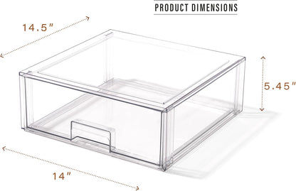 BINO | Stackable Storage Drawers, Shallow X-Large - Clear | THE CRATE COLLECTION | Storage Bins With Drawers Bathroom Organizers and Storage Organization and Storage Under Sink Organizer Vanity Home