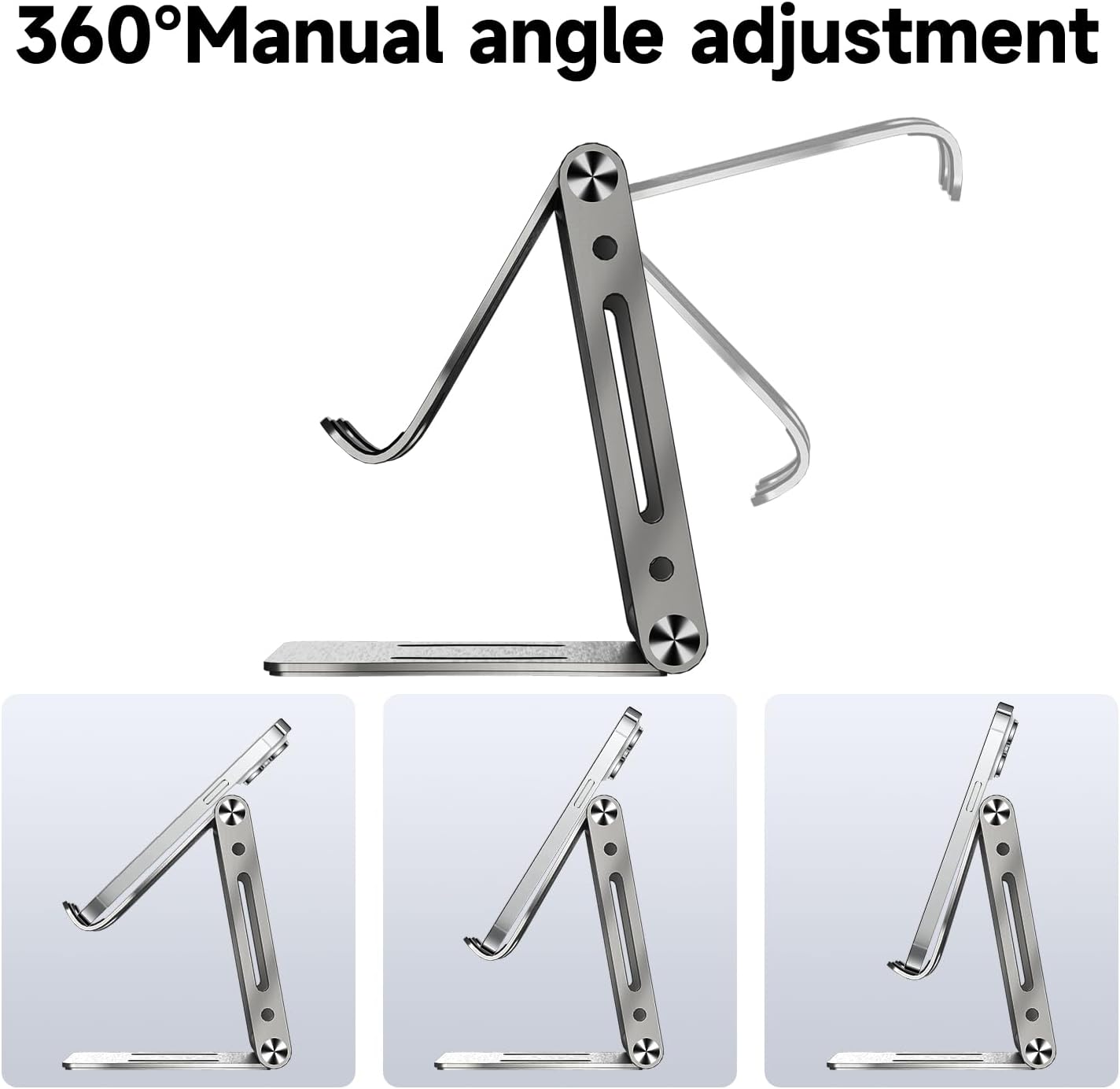 Cell Phone Stand,360° Adjustable Folding Portable Phone Holder for Desk Travel Essentials Office Accessories Compatible with All Mobile Phones,Small ipad,Switch
