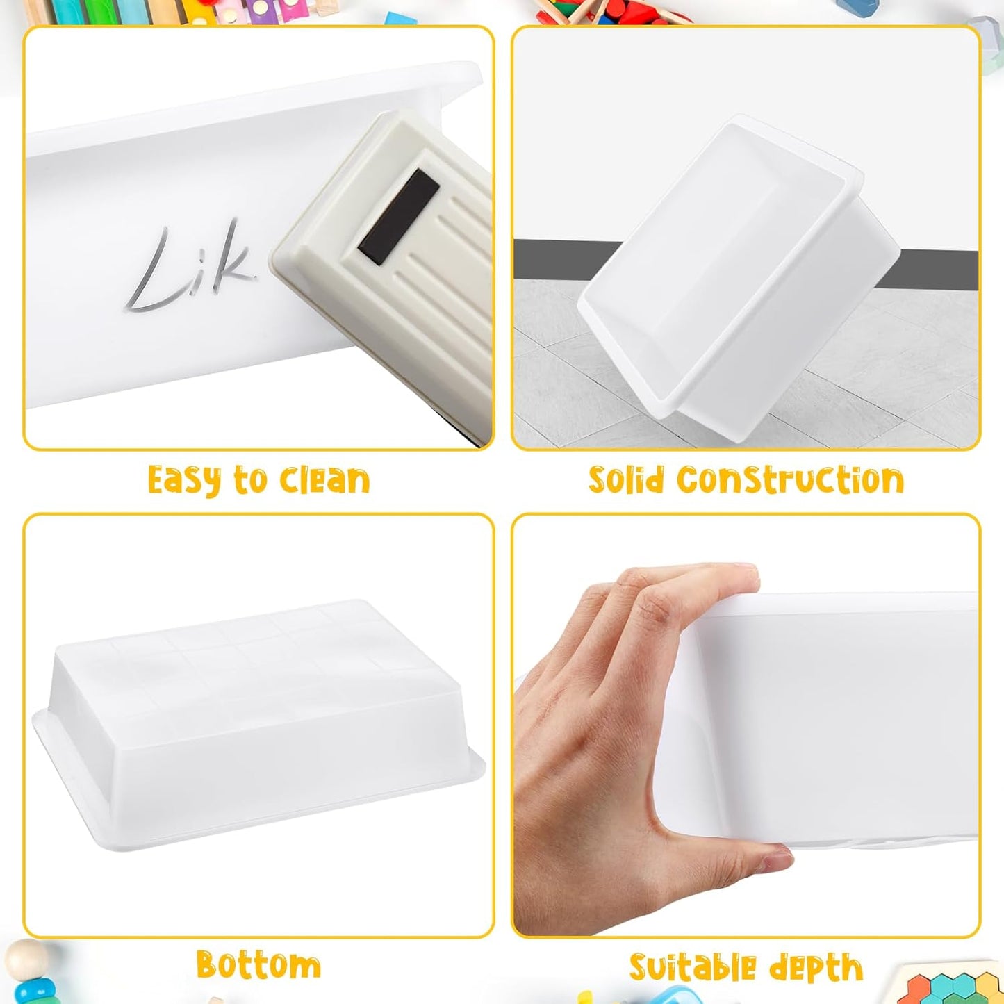 Hoteam 10 Pcs Flat Storage Organizer Tray Bin Paper Tray for Classroom Plastic Stackable File Organizer for School Office Teacher Book Organization(Clear,13.78 x 9.84 x 3.15 Inch)