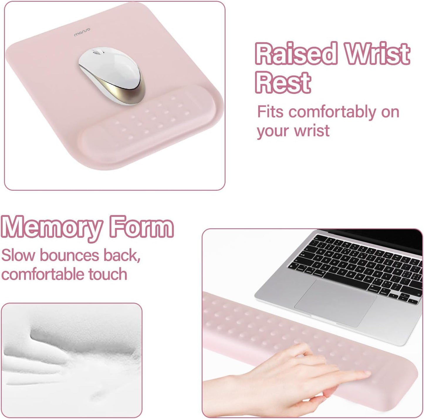 MOSISO Computer Keyboard Stand&Wrist Rest Support for Keyboard &Mouse Pad Set, Ergonomic Massage Wrist Rest Set, Easy Typing Working Acrylic Clear Stand for Office Home, Apricot