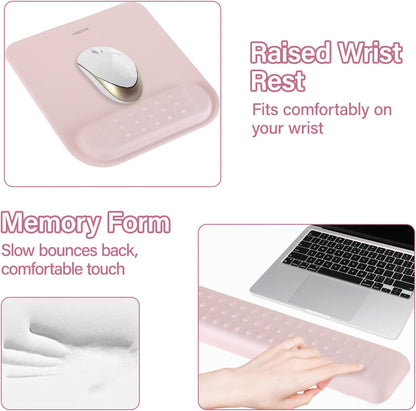 MOSISO Computer Keyboard Stand&Wrist Rest Support for Keyboard &Mouse Pad Set, Ergonomic Massage Wrist Rest Set, Easy Typing Working Acrylic Clear Stand for Office Home, Apricot