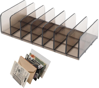 2 Pack Acrylic Money Organizer Cash Tray, 7 Section Eyeshadow Makeup Palette Organizer, Clear Desk Cash Tray for Paper Envelope, Bill, Document