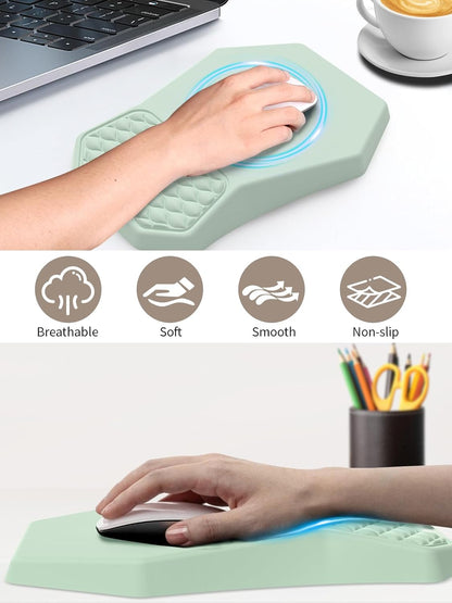 3-in-1 Ergonomic Keyboard Stand with Wrist Rest & Mouse Pad Set, Comfy Keyboard Riser Holder Soft Mousepad with Massage Design, Memory Foam and Non-Slip PU Base for Pain Relief, Black