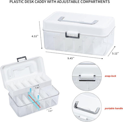 Large Cable Organizer Box with Lid, Plastic Cord Storage Case with Handle and Wire Ties for Home Office, Phone Charger, Art Crafts, Stationery