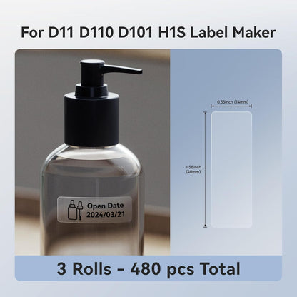 NIIMBOT D11 Label Tape D110 Label Maker Papers 3Rolls Cable Labels, Self-Adhesive Labeling Tape 0.47" X 4.29" (12 X 109mm) Cable Label Refills for Home Office Circuit Box, 195 Labels/3Rolls, White