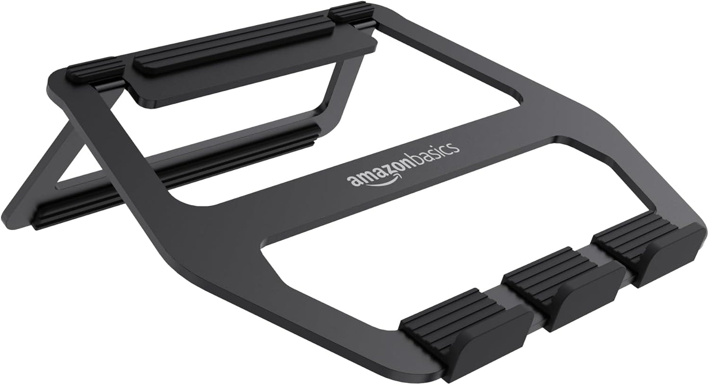 Amazon Basics Aluminum Portable Foldable Height Adjustable Support Stand for Laptops up to 13", Silver