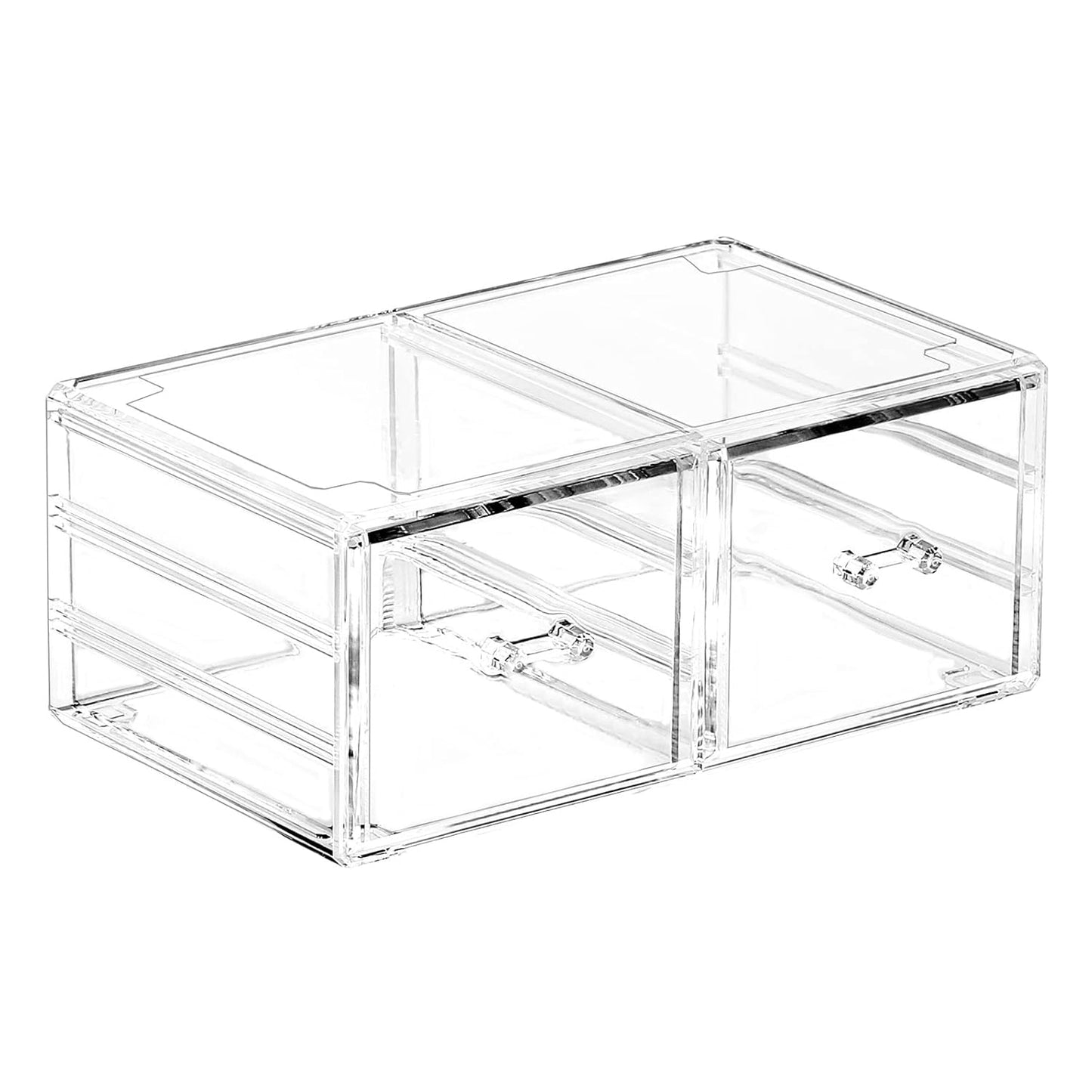 Cq acrylic 1 Pack Clear Stackable Storage Drawers for Vanity,Stackable 6 Drawers Desktop Organizer With Drawers,Cute Desk Storage for Office,Jewelry,Hair Clip,Beauty,Skincare and Make Up Organizers