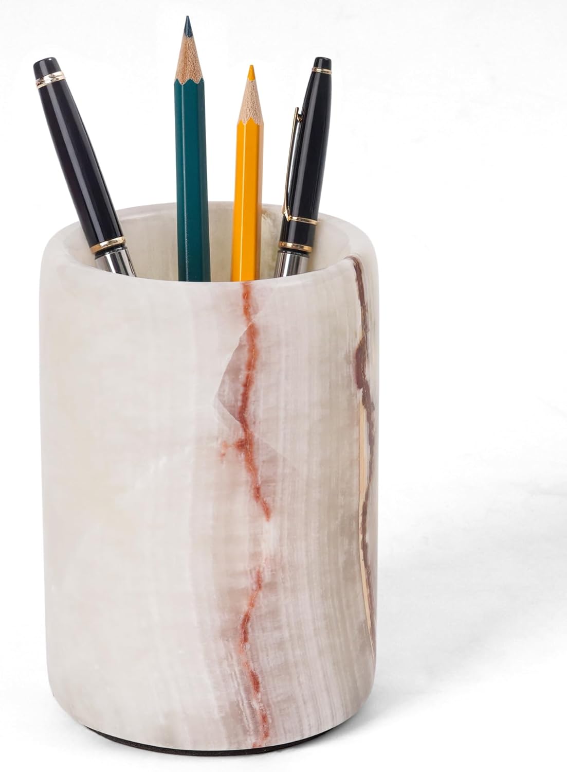 Radicaln Marble Pen Holder For Desk 4" Inches Green Onyx Handmade Makeup Brush Cup for Girls, Bathroom Tumbler Cup, Durable Office & Home Organizer Pencil Holder