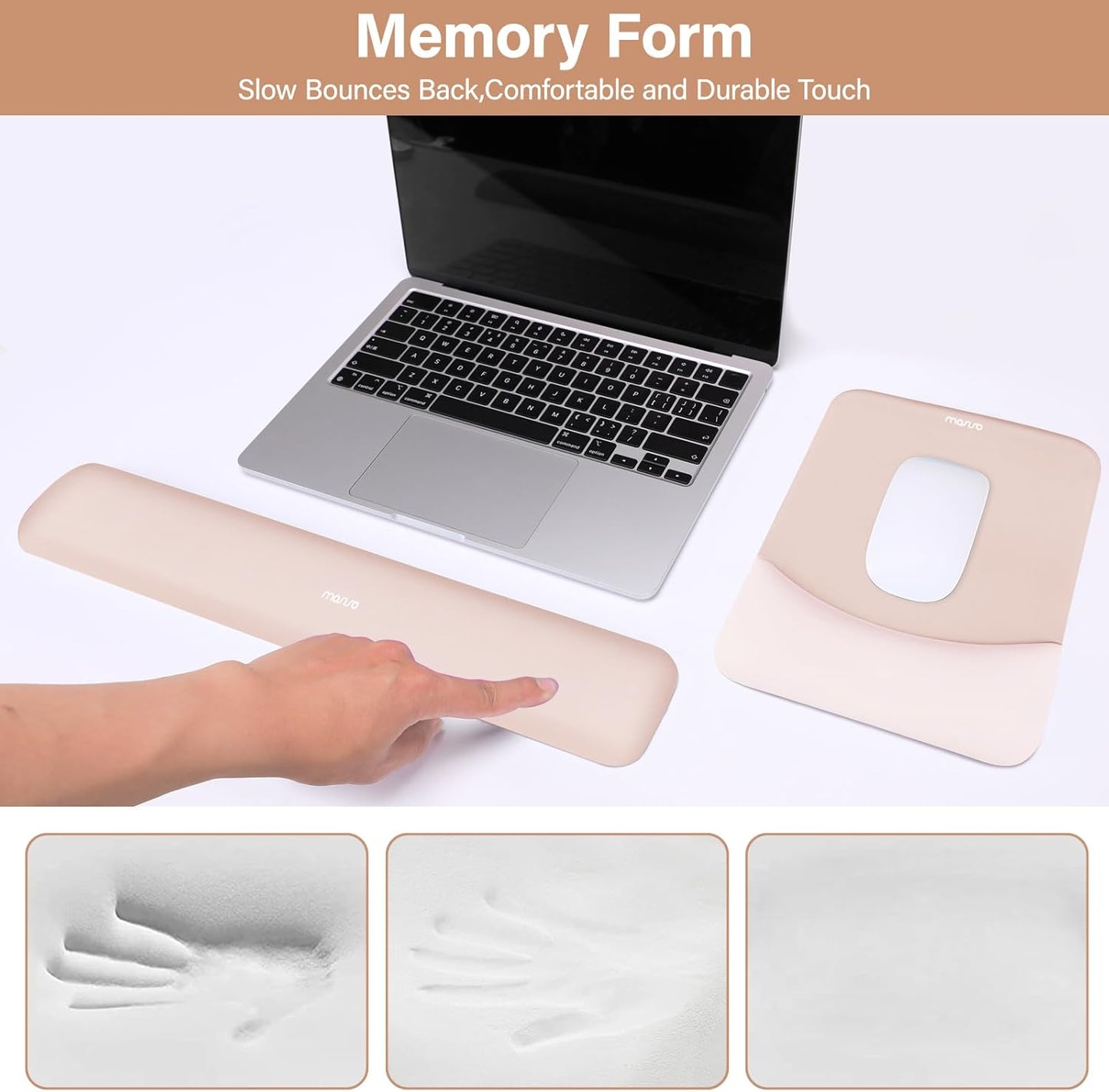 MOSISO Wrist Rest Support for Mouse Pad&Keyboard Set, Rectangular Ergonomic Mousepad Non-Slip Base Home/Office Pain Relief&Easy Typing Pad with Neoprene Cloth&Raised Silicone Lining, Green