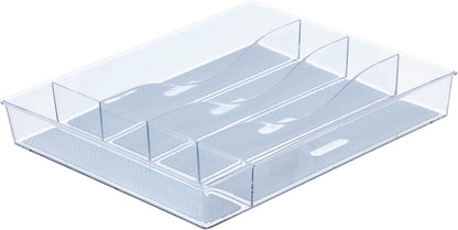 Glad Drawer Organizer Bin, 15x9 - Divided Clear Plastic Storage Tray for Junk Drawers, Kitchen Utensils, Bathroom Vanity, and Organizing Pantry - BPA Free, Food Safe, Non Slip
