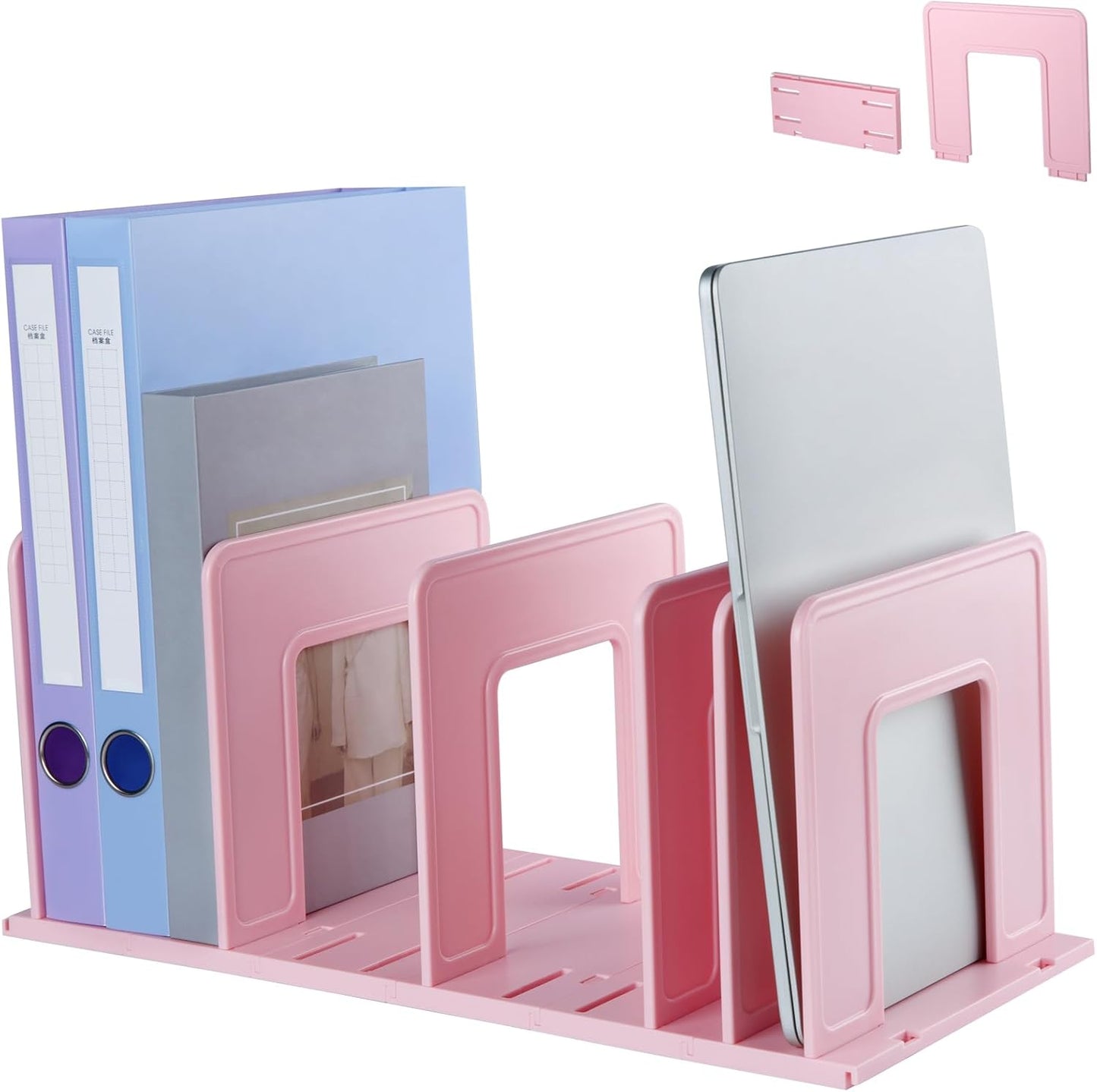 Adjustable Vertical File Sorter Sturdy Plastic Expandable Upright File Holder, Desktop Binder Organizer, School Office File Organizer Bookshelf Divider, Assemble Easily Endlessly, Black