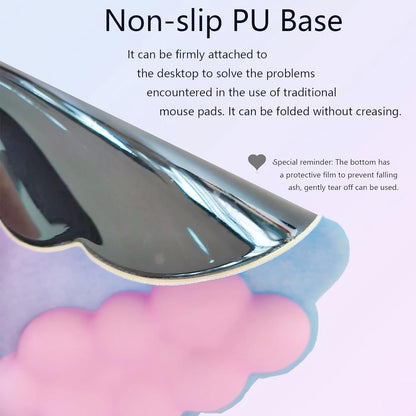 Cloud Wrist Rest Keyboard Pink Mouse Pad Set with Wrist Rest Ergonomic Wrist Pad Memory Foam Non-Slip Base Cute Gradient Wrist Support for Computer Laptop Gaming Home Office Relief Typing Pain