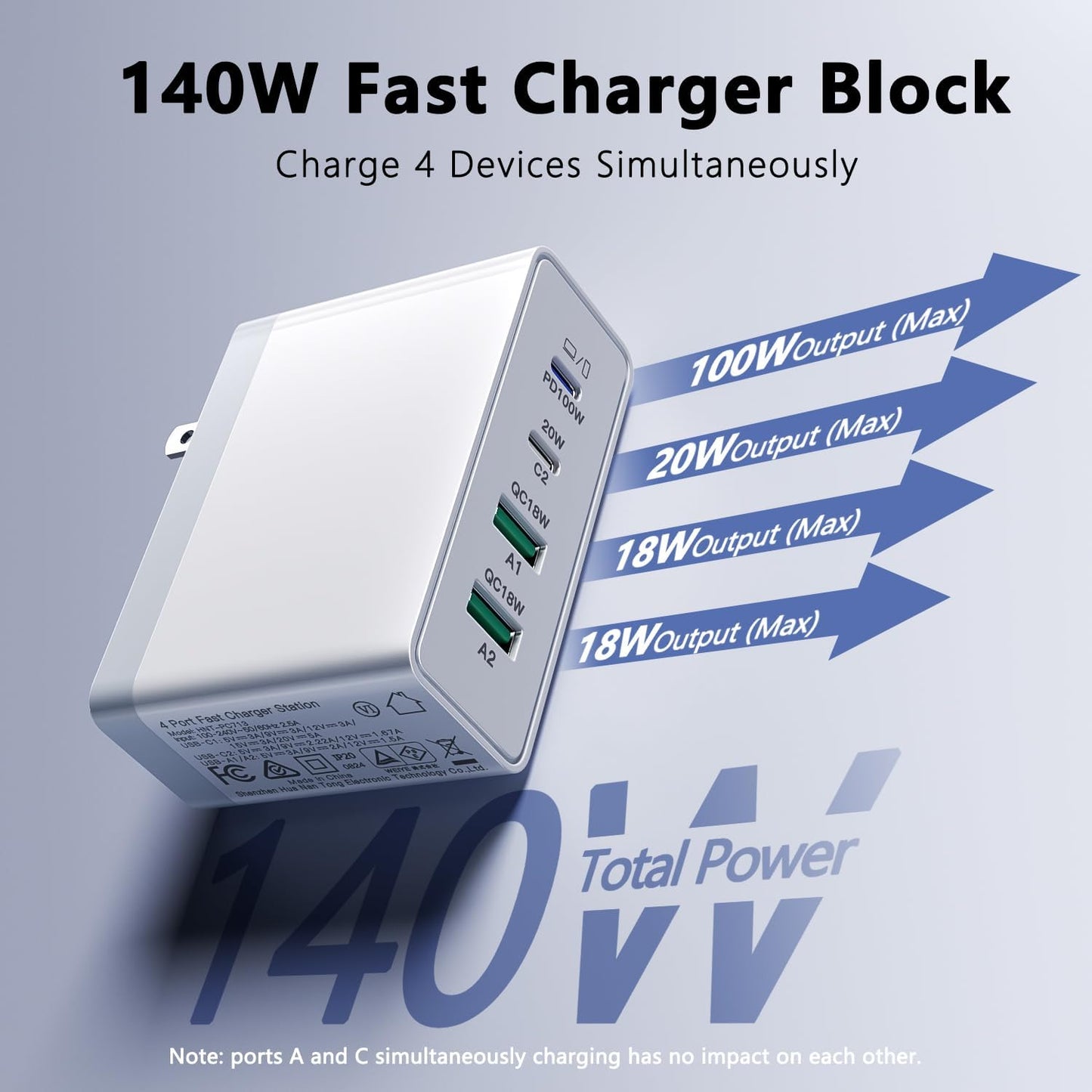USB C Charger,10 Ports USB Charging Station with 6 Ports USB-C, Desktop 50W Multi Ports Charger Compatible with iPhone 12/13/14/15/16/Galaxy S22/S23/S24/S25/Tablet/Watch/Headphones