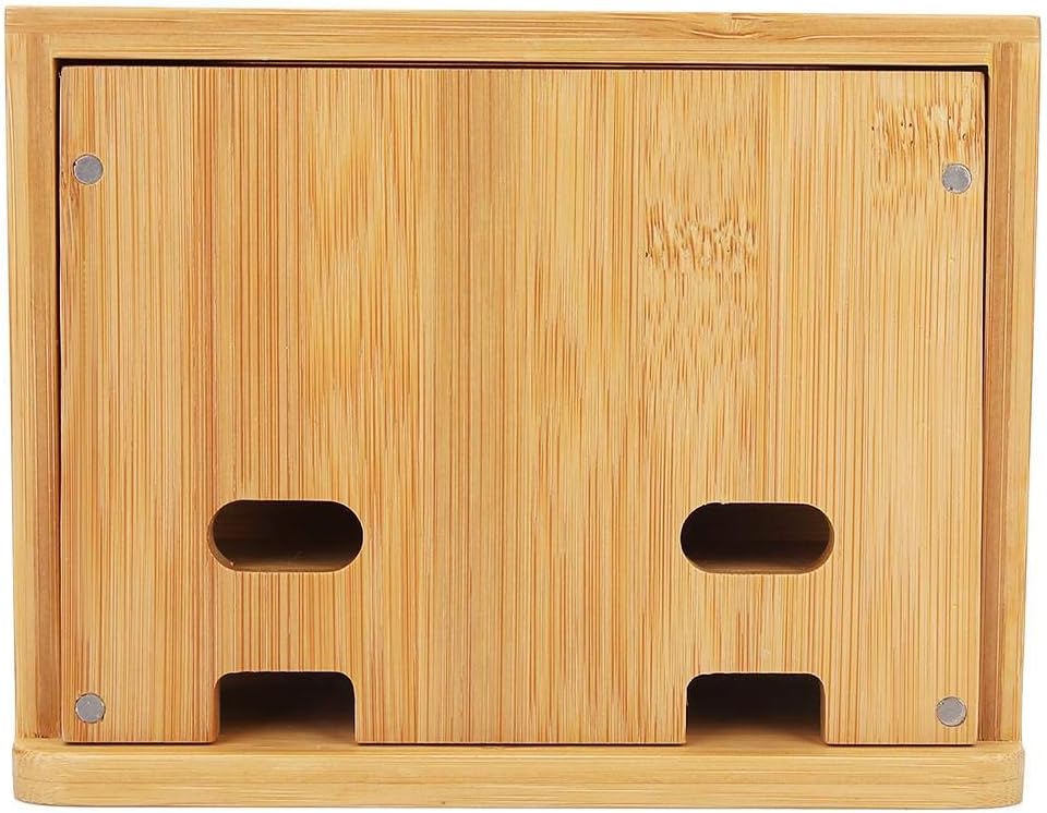 Oumefar Bamboo Multi-Device Stand Holder Charging Station Phone Tablet Charger Organizer 4 in 1 Charging Station for Multiple Devices for Meeting Rooms Restaurants Hotels and Homes