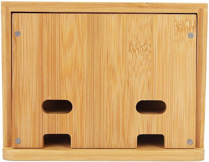 Oumefar Bamboo Multi-Device Stand Holder Charging Station Phone Tablet Charger Organizer 4 in 1 Charging Station for Multiple Devices for Meeting Rooms Restaurants Hotels and Homes