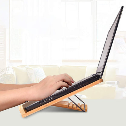 wishacc Bamboo Book Stand, Adjustable Book Holder Tray and Page Paper Clips-Cookbook Reading Desk Portable Stable Hard-Wearing Lightweight Bookstand-Textbooks Books
