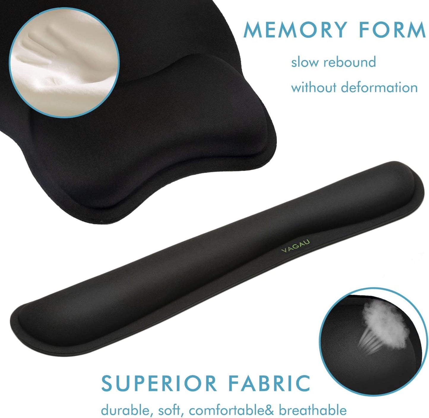 Comfy Mee Premium Memory Foam Keyboard and Mouse Wrist Rest Pads Set- for Comfortable Typing &Wrist Pain Relief (Pack of 2)