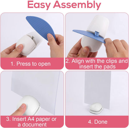 3pcs Paper Holder Stands for Typing, Portable Document Holder with Non-Slip Base Desktop Clamp for A4 Paper Office Reading (White, Blue, Red)