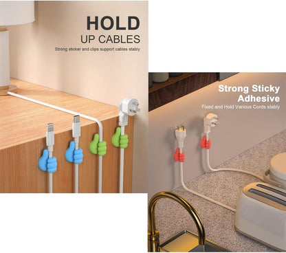 50Pcs Creative Silicone Thumb Up Wall Hook, Self Adhesive Cable Clips, Funny Cord Holders for Cables, Wall Decoration Hook Home/Office Data Cable Clip Wire Desk Organizer