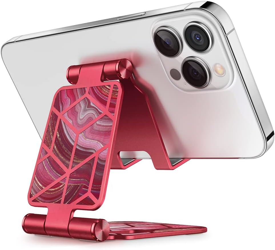 i-Blason Cell Phone Stand for Desk, Cell Phone Holder, Fits All Smart Phones, iPhone 16 15 14 13 Pro Max, Foldable Phone Stand Holder, Marble