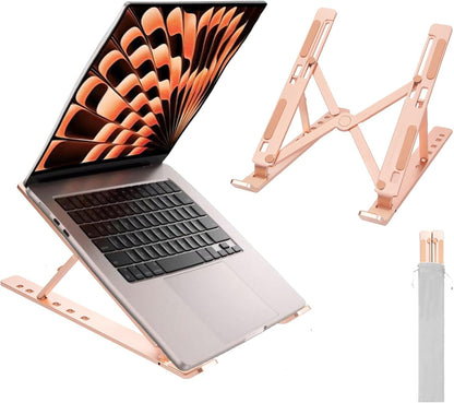 Ergonomic and Foldable Laptop Stand for Desk, Adjustable Riser, Fits All Laptops and Notebooks up to 17,Ultra-Thin,Ventilated Cooling,ABS+Silicone,Silver.