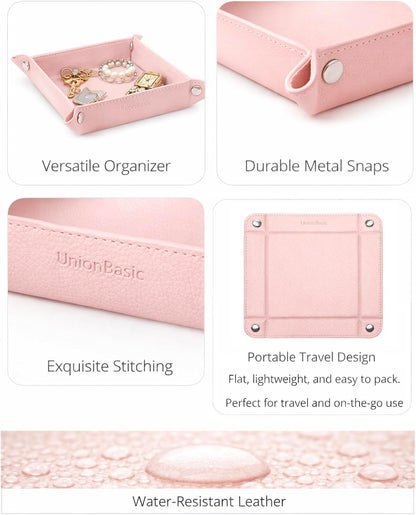 UnionBasic Medium Valet Tray, Jewelry Tray for Rings Watches Earrings, Entryway Catchall Caddy for Coins Keys Change, Nightstand Bedside Valet Holder, Trays for Electronic Gadgets, Candy Pink Plus - Colors A