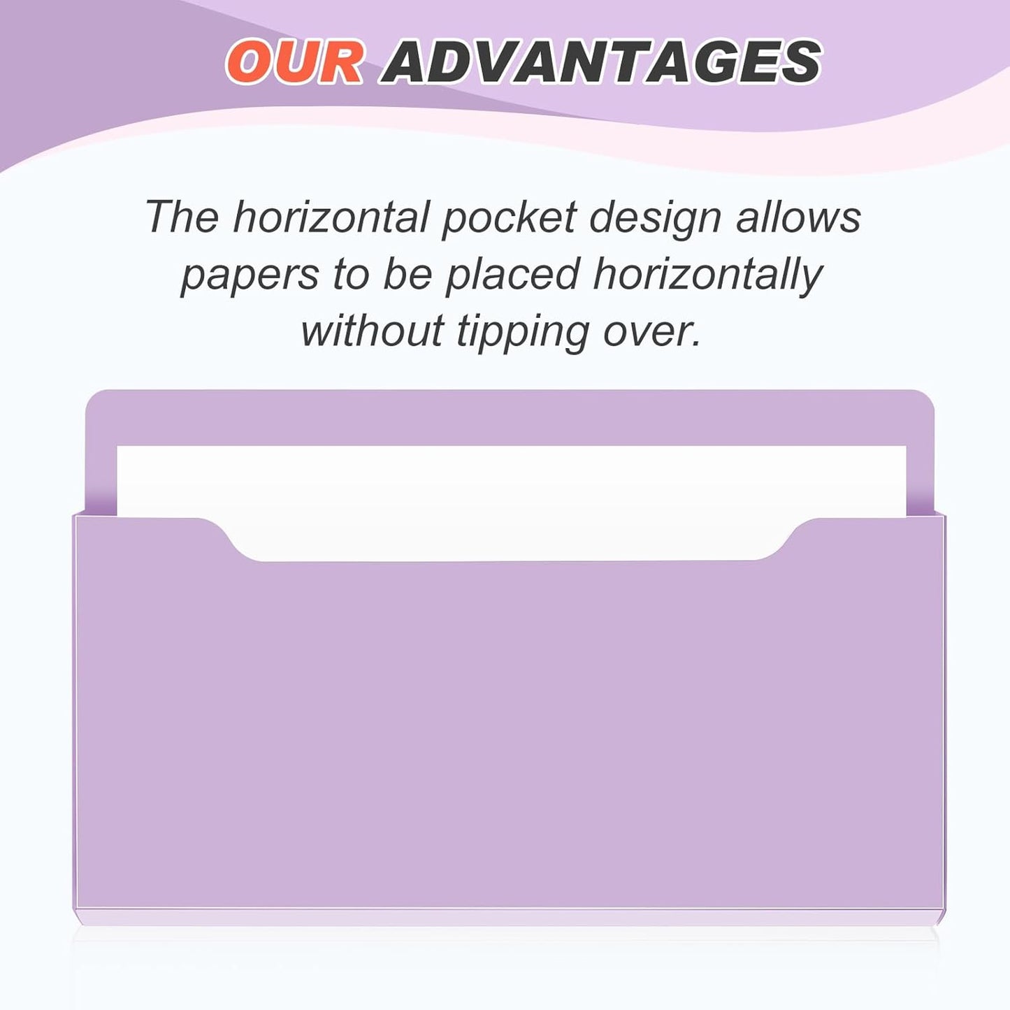 Feifeiya 2 Pcs Magnetic File Folder Wall Hanging Holder Large Pocket Paper Magazine Mail Organizer for Refrigerator Classroom Locker Whiteboard(Vertical,Purple Color,12.2 x 9.4 Inches)
