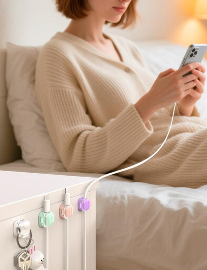 Cable Clips,8 Pack Cord Holder Cord Organizer [1s Lock & Strongest Adhesive] Spring Cord Clips Phone Charger Wire Desk Cable Management Nightstand Home Office School Decor Women Cute Desk Accessories