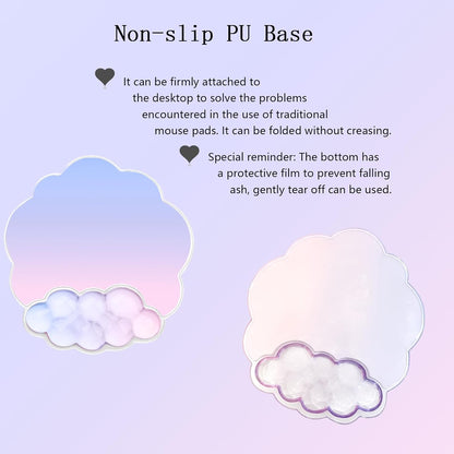 Cloud Wrist Rest Keyboard Pink Mouse Pad Set with Wrist Rest Ergonomic Wrist Pad Memory Foam Non-Slip Base Cute Gradient Wrist Support for Computer Laptop Gaming Home Office Relief Typing Pain