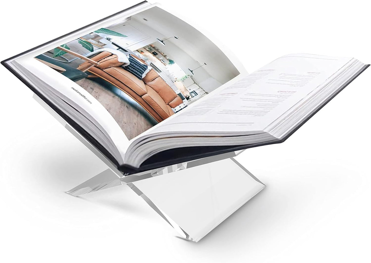 Acrylic Book Stand-Open and Closed Bookstand for Display Stand and Reading Coffee Table-Magazine and Book Holder-for Recipe Cookbooks,Documents,Textbook,Art Books,Bibles,Easel-Home and Office-Black