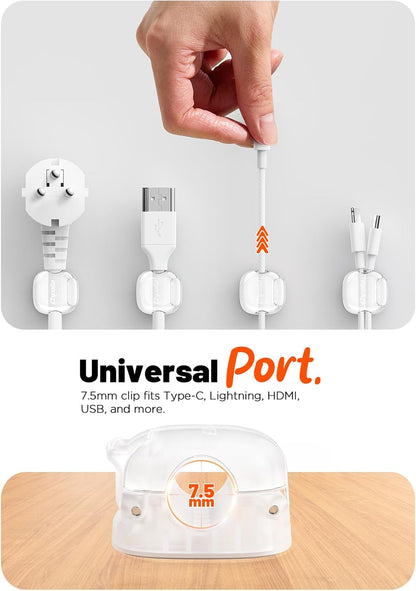 Cable Clips,8 Pack Cord Holder Cord Organizer [1s Lock & Strongest Adhesive] Spring Cord Clips Phone Charger Wire Desk Cable Management Nightstand Home Office School Decor Women Cute Desk Accessories