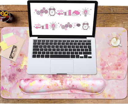 Memory Foam Set Wrist Rest Pad & Mouse Wrist Rest Support,Ergonomic Design for Office,Home,Laptop,Desktop Computer,Gaming Keyboard - Pink