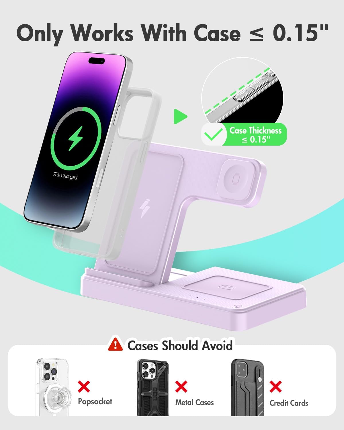 Wireless Charger Stand Charging Station: 3 in 1 Charger Stand Multiple Devices for Apple - iPhone 17 16e 16 15 14 Pro Max 13 12 - Watch 11 10 9 8 7 6 5 4 3 2 SE and Ultra Series-Airpods 4 3 Pro, Pink