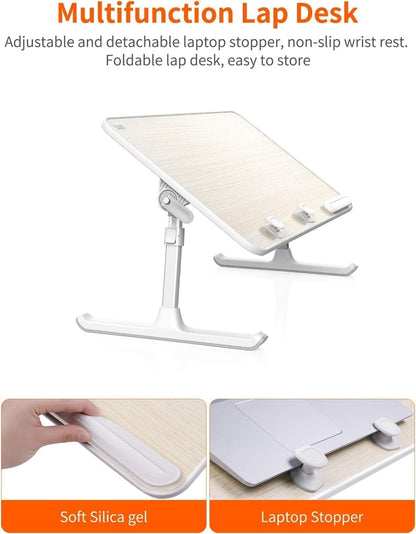 SAIJI Height & Angle Adjustable Laptop Stand for Bed, Lap Desk Bed Tray Table, Light Weight Foldable Portable Laptop Table for Couch Sofa Chair Floor Desk for Adults, Kids (52*30cm Black)
