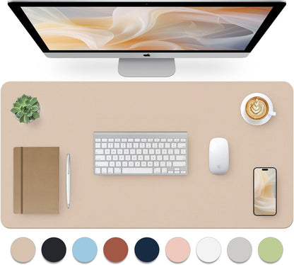 Bloss Leather Desk Pad and Keyboard Wrist Rest, Large Mouse Pad + Keyboard Pad+Mouse Wrist Support, Non-Slip Desk Mat Protector for Office, Home(31.5×15.7 Inches,Beige)