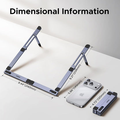 UGREEN Portable Laptop Stand, Foldable & Compact Aluminum Computer Stand Holder for Desk, Adjustable Ergonomic Laptop Riser for MacBook, Travel-Friendly for 10-17 Inch Laptops