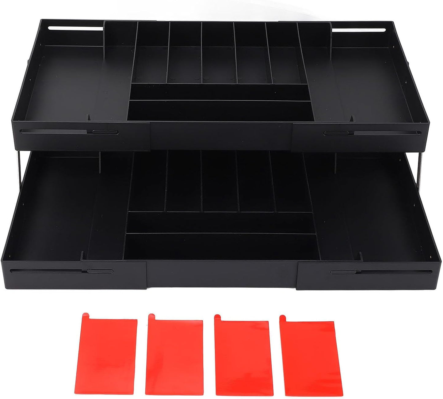 Extra Large and High Drawer Organizer, 2 Tier Smart Expandable Desk Organizer, Multi Level Junk Drawer Organizer for Makeup, Jewelry, Desk, Office Drawers (Gray)