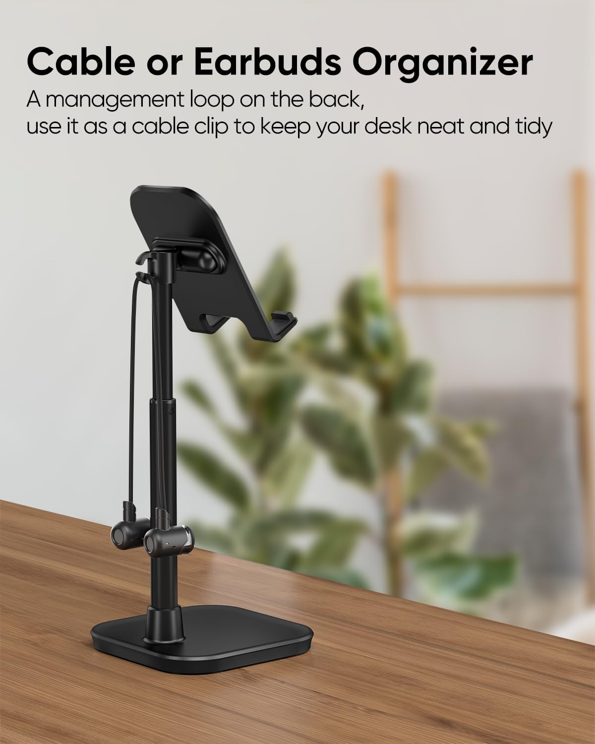 Cell Phone Stand, Adjustable Height Phone Stand for Desk, Eye Level Desktop Phone Holder Compatible with iPhone, Pro Max, Samsung, and All Mobile Phones up to 10''