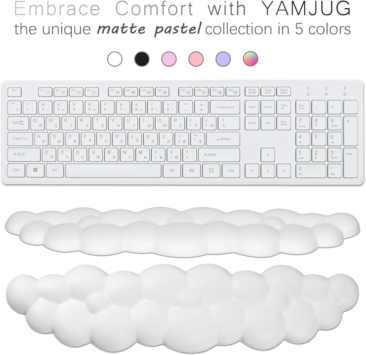 Cloud Wrist Rest Keyboard Palm Rest with Non-Slip Base for Computer Gaming Wrist Rest, YAMJUG Cloud Arm Rest Keyboard Wrist Pad Rainbow
