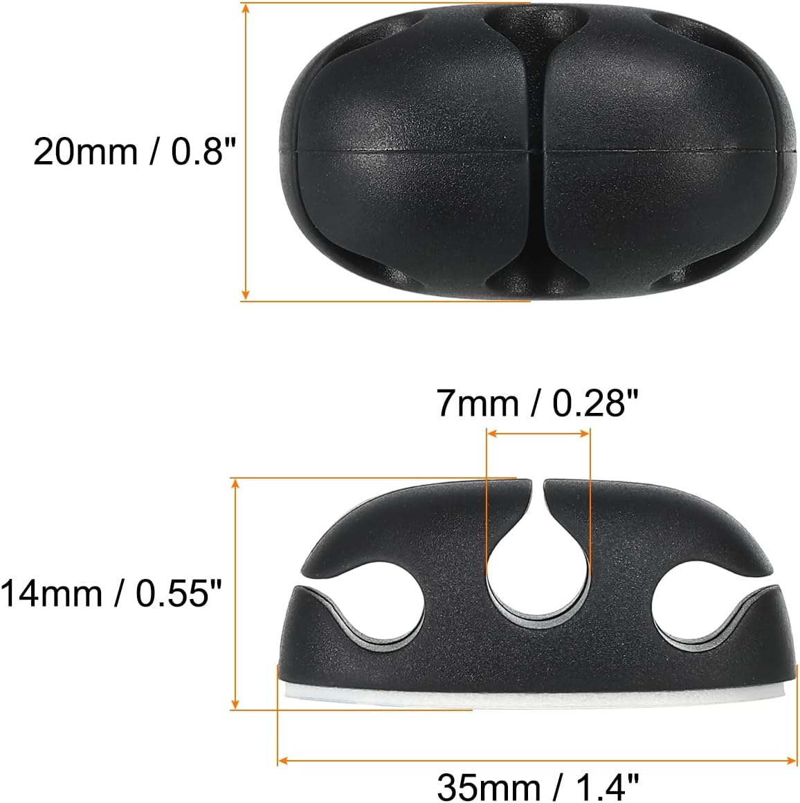 3pcs Cable Clips Cord Organizer for Desk, 3 Slots Silicone Adhesive Cord Holders Organizer Cable Management for USB Charging Cable, Black