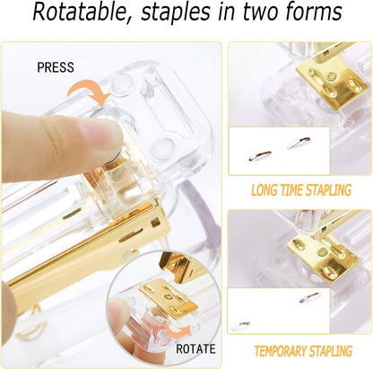 Office Desk Accessories, Acrylic Stapler, Staple Remover, Tape Holder, Pen Holder, Ballpoint Pen, Scissor, Binder Clips, 1000pcs Staples, Phone Holder, Ruler, Transparent Glue and 300 Notes
