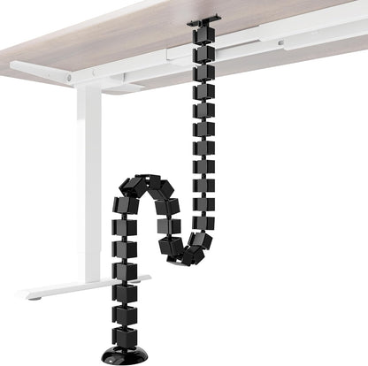PEGZONE Under Desk Cable Management Spine – Flexible Cable Snake Organizer for Standing Desk, Tool-Free Magnetic Vertebrae Wire Management for 0.4"-2" Table, White