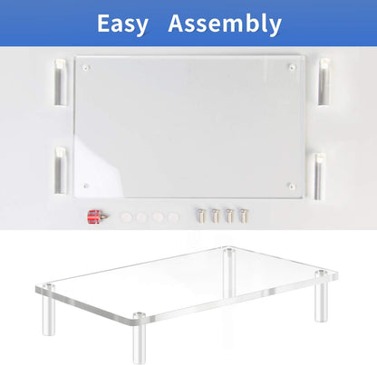 Yestbuy Acrylic Monitor Stand Riser, Clear Computer Monitor Riser, Desktop Organizer Stand for Office Accessories, Printer, Notebook, and All Flat Screen Display, Ergonomic Monitor Riser Stand