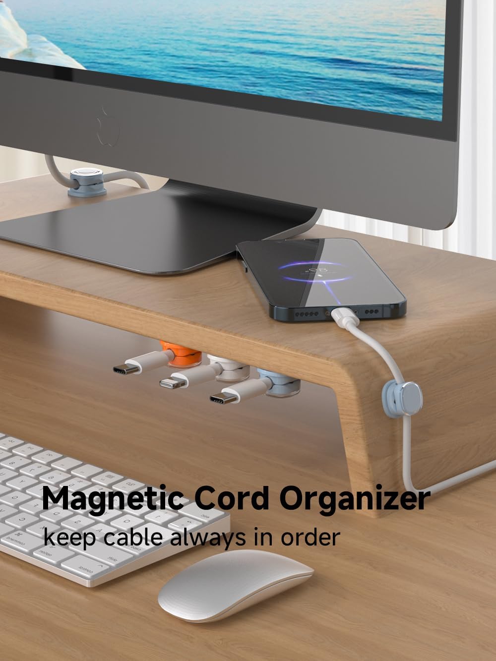 Magnetic Cable Clips, Adjustable Cord Holder Management, Adhesive Wire Keeper Organizer for Home Office Desk Phone PC Car Wall Desktop Nightstand Appliance (9-Pack Black Crystal)