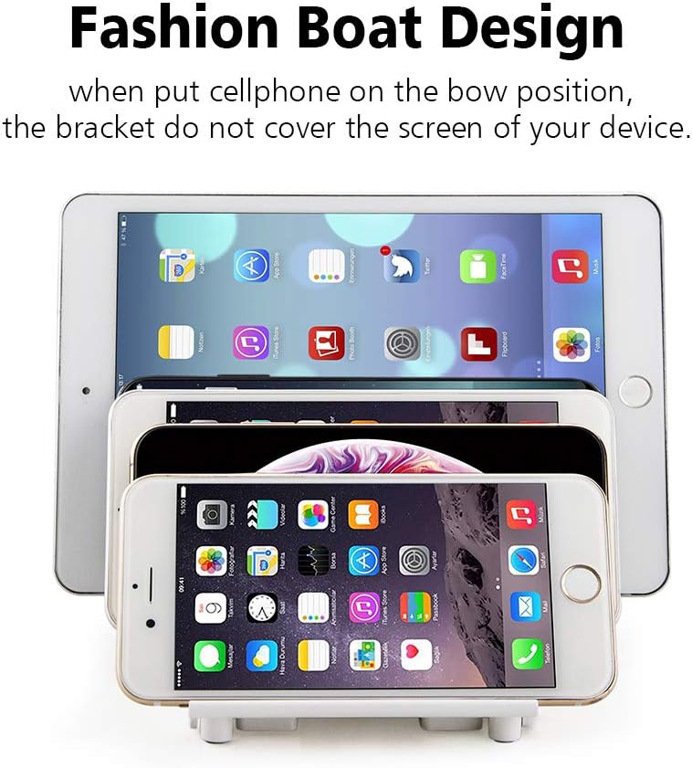 Adjustable Universal Multi Device Organizer Dock Stand Holder, Tablet Cell Phone Desktop Stand for iPhone Samsung Galaxy Google Nexus Kindle (Black)- No Charging Port