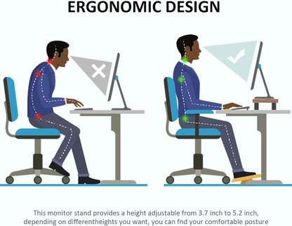 AX Waber Dual Monitor Riser - Adjustable Length & Angle, Wooden Stand for 2 Monitors with Storage